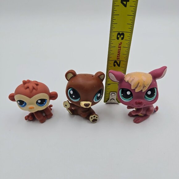 Littlest Pet Shop LPS Lot Monkey #351 Kangaroo #1524 Happy Honeyman Bear #3959 - Picture 10 of 10